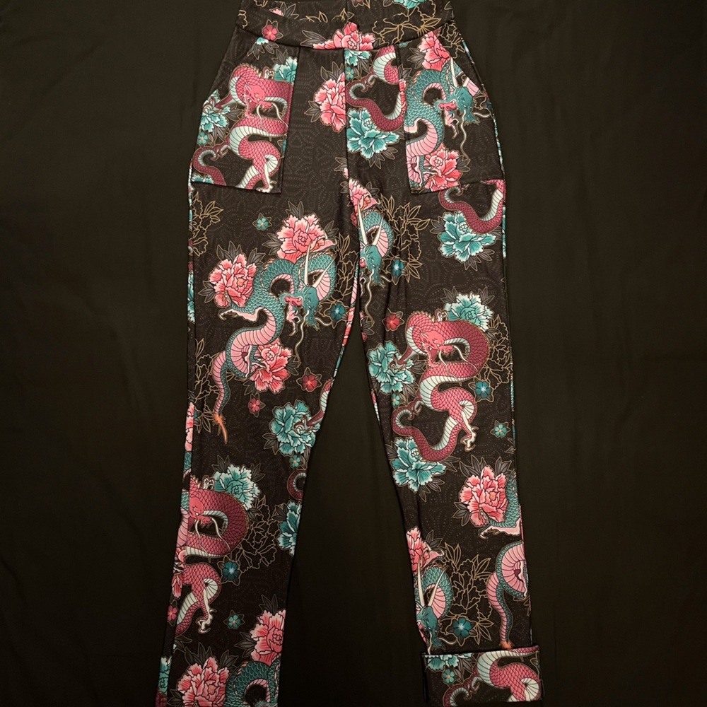 Blackmilk Dragon Bouquet cuffed pants
